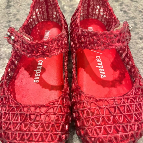 Red lace sparkle jellies Mini Melissa size 8 - Picture 4 of 6